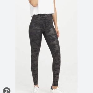 SPANX Faux Leather Camo Leggings